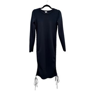 Ale by Alessandra x Revolve Tatiana Black Night Lace Up Tie Stretch Midi Dress L